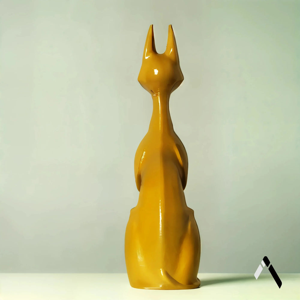 Abstract Cat Sculpture | Mustard Gold Gloss Finish | Modern Statement Collectible India
