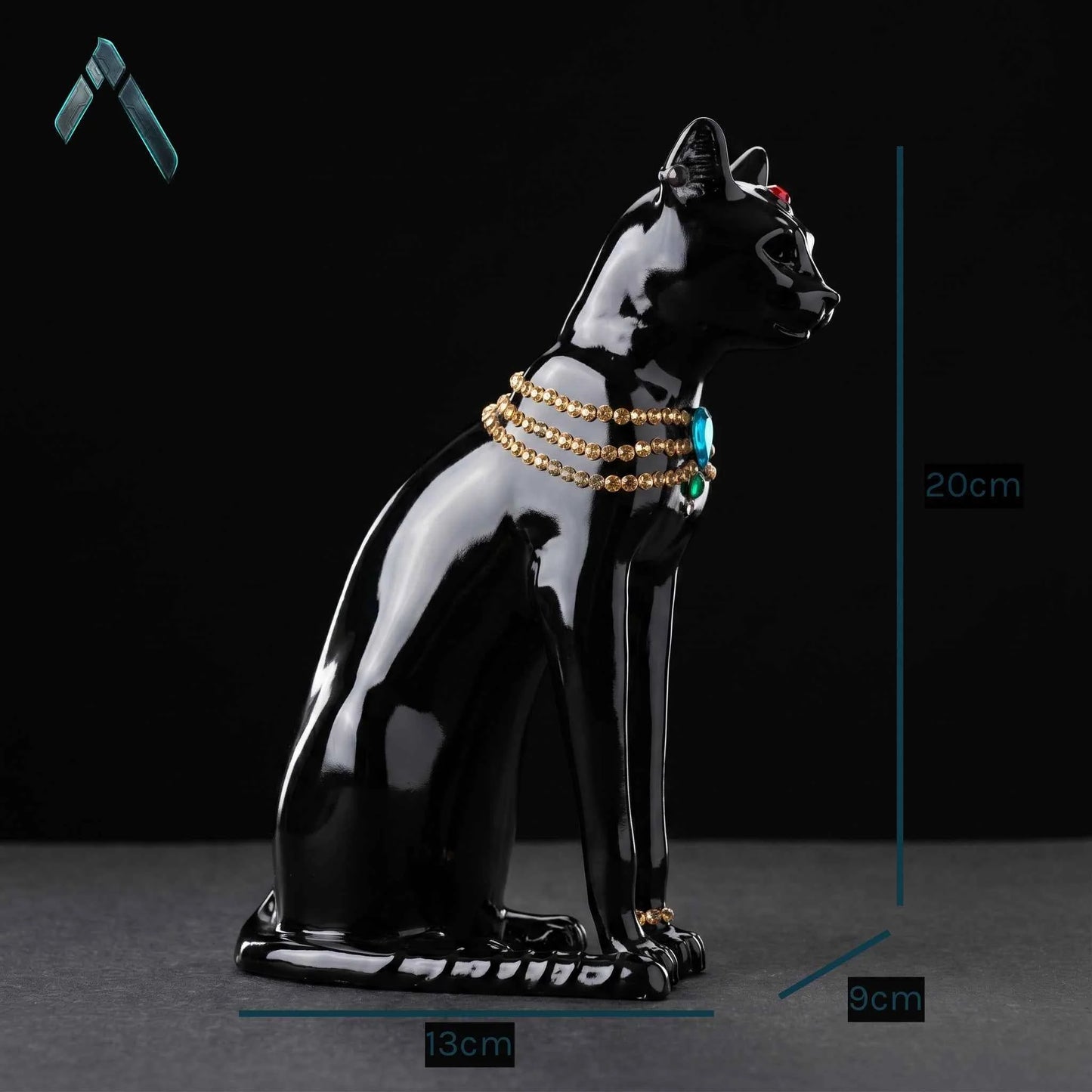 Egyptian Bastet Cat Statue | Midnight Black Metallic | Mythology Collectible
