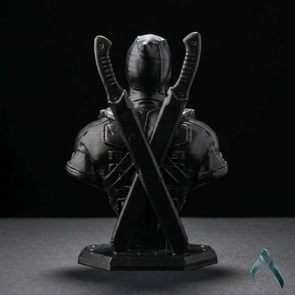 Deadpool Bust Sculpture | Matte Black & Silver Stealth Editions | Marvel Collectible