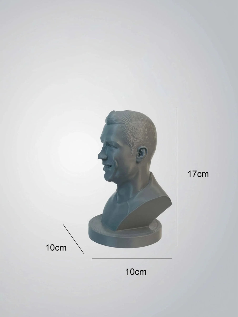 Ronaldo Bust Sculpture Matte Grey Football Legend | Archadia