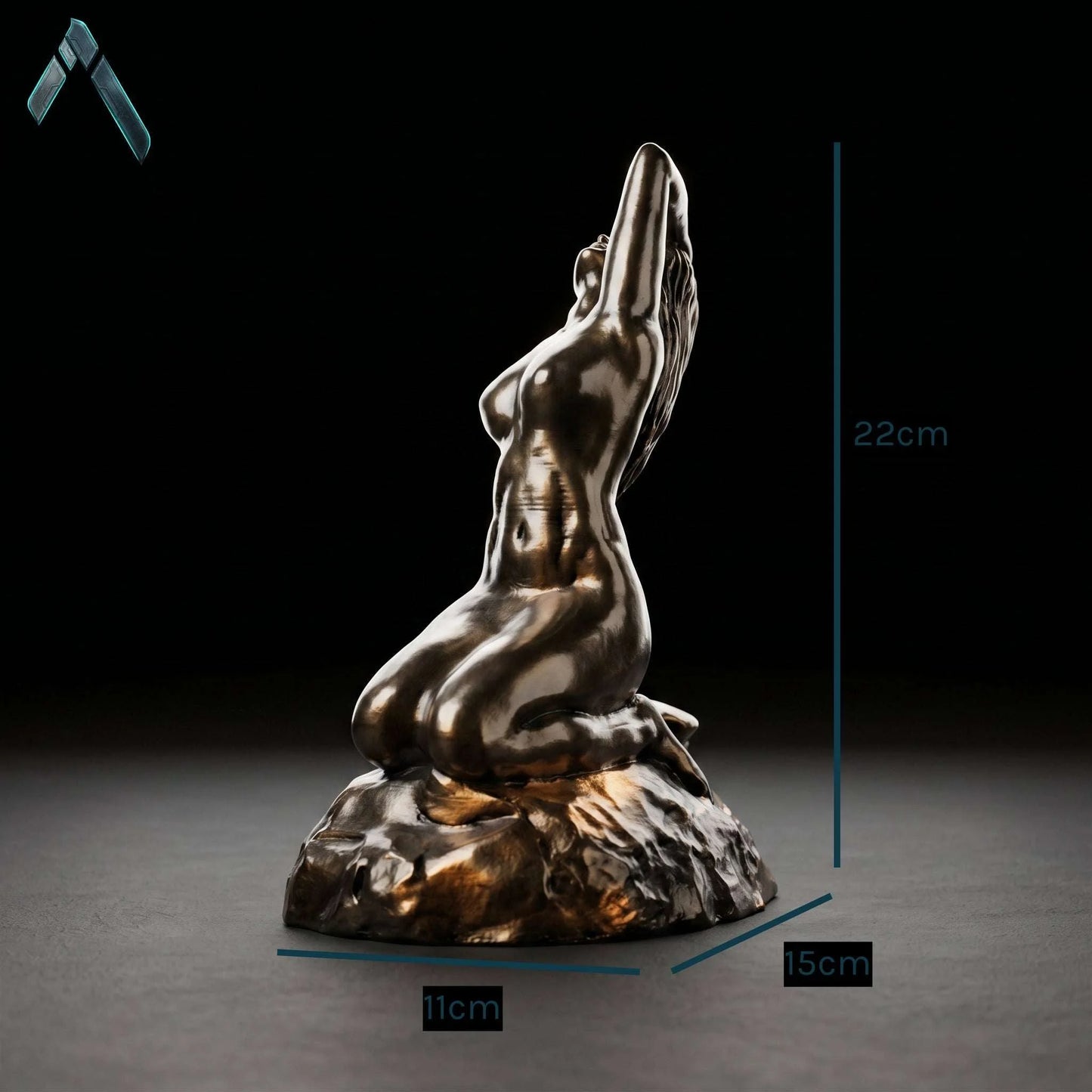 Nude Goddess Kneeling Sculpture | Antique Bronze Fine Art | Archadia