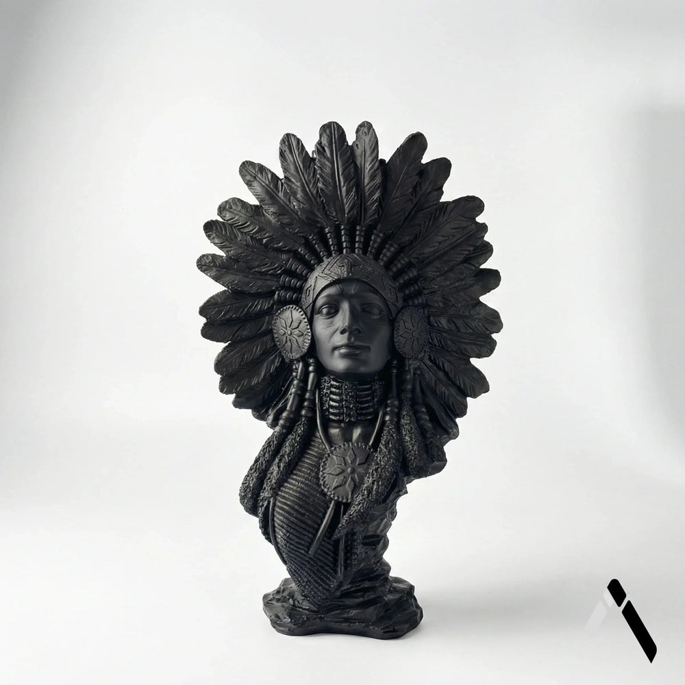 Native American Woman Bust Sculpture War Bonnet Dark Bronze | Archadia