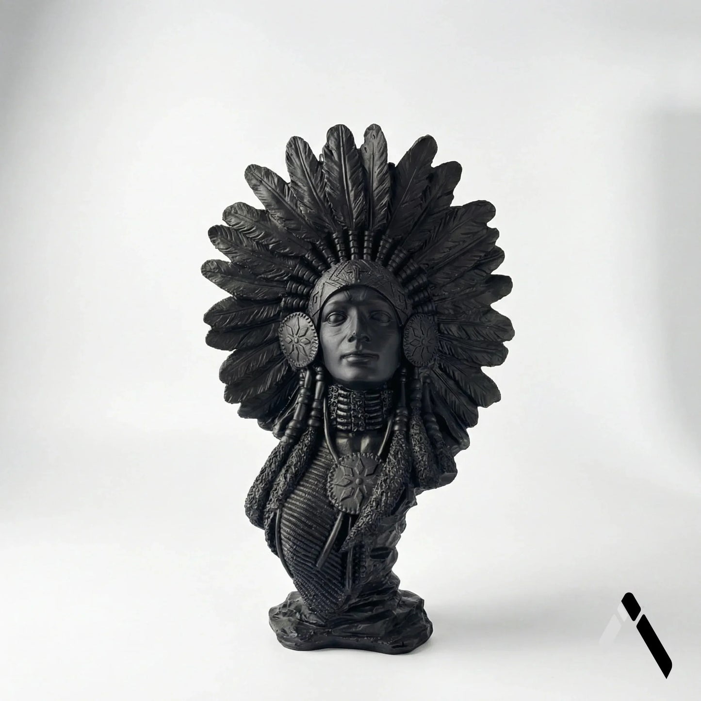 Native American Woman Bust Sculpture War Bonnet Dark Bronze | Archadia
