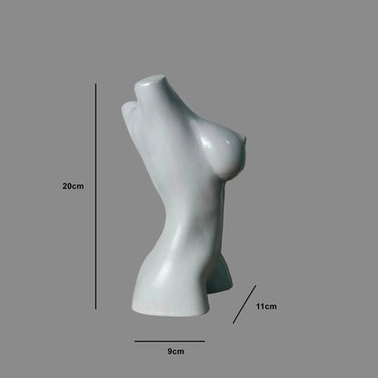 Female Torso Sculpture Grey Gloss Crystal Necklace Art | Archadia