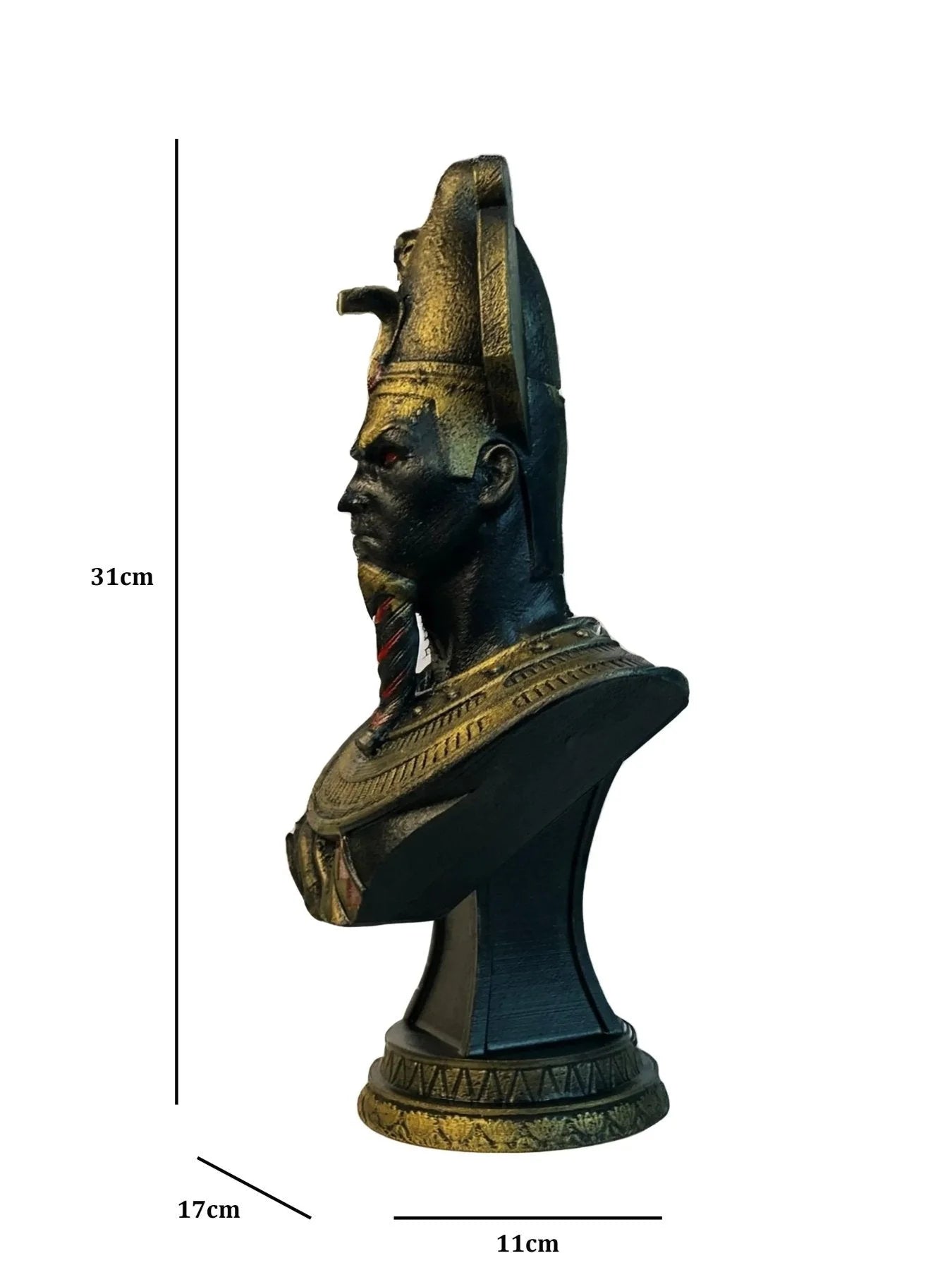 Osiris Egyptian God Bust Sculpture Gold Dark Mythology | Archadia