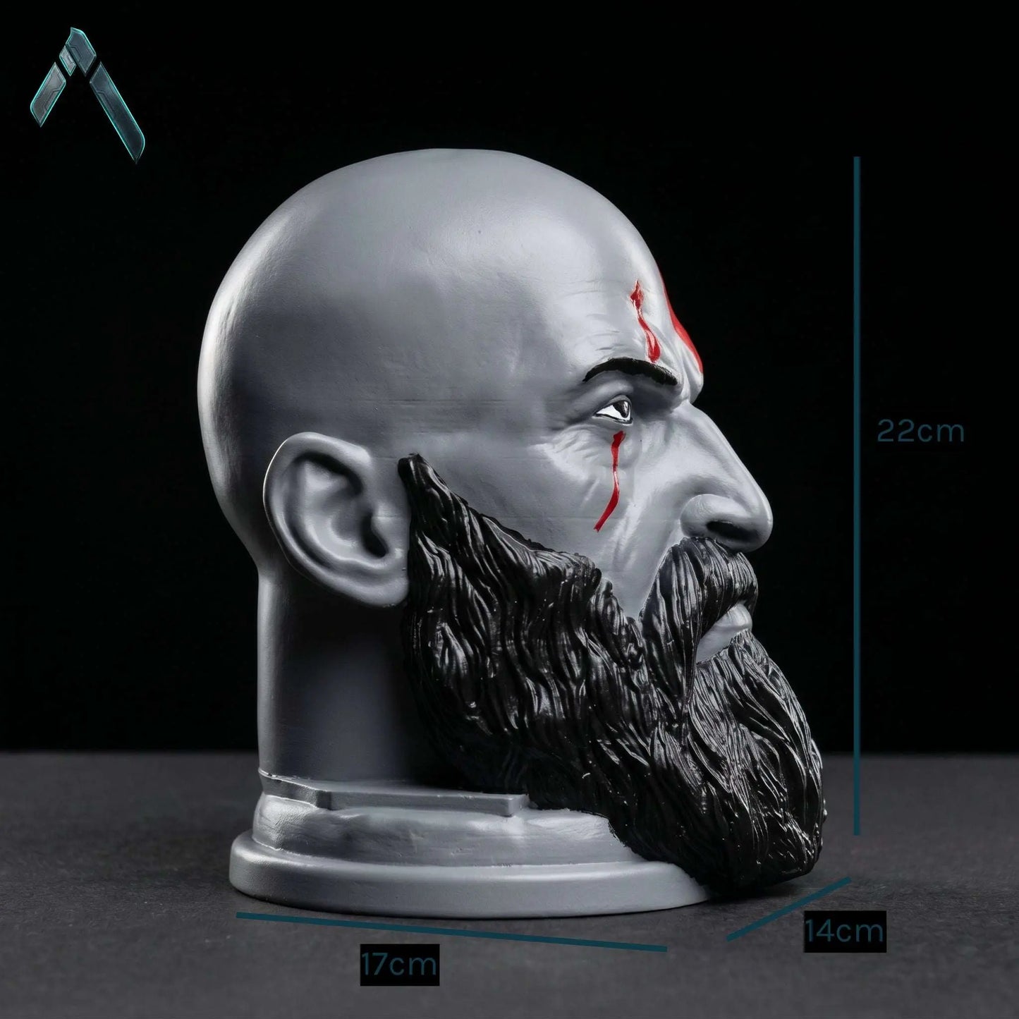 Kratos Head Sculpture with Headphone Stand | Matte Resin | God of War Collectible