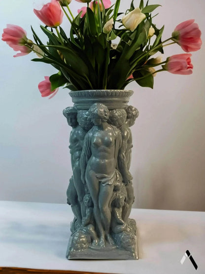 Roman Gods Figurine Vase Antique Bronze Sculpted Vessel | Archadia
