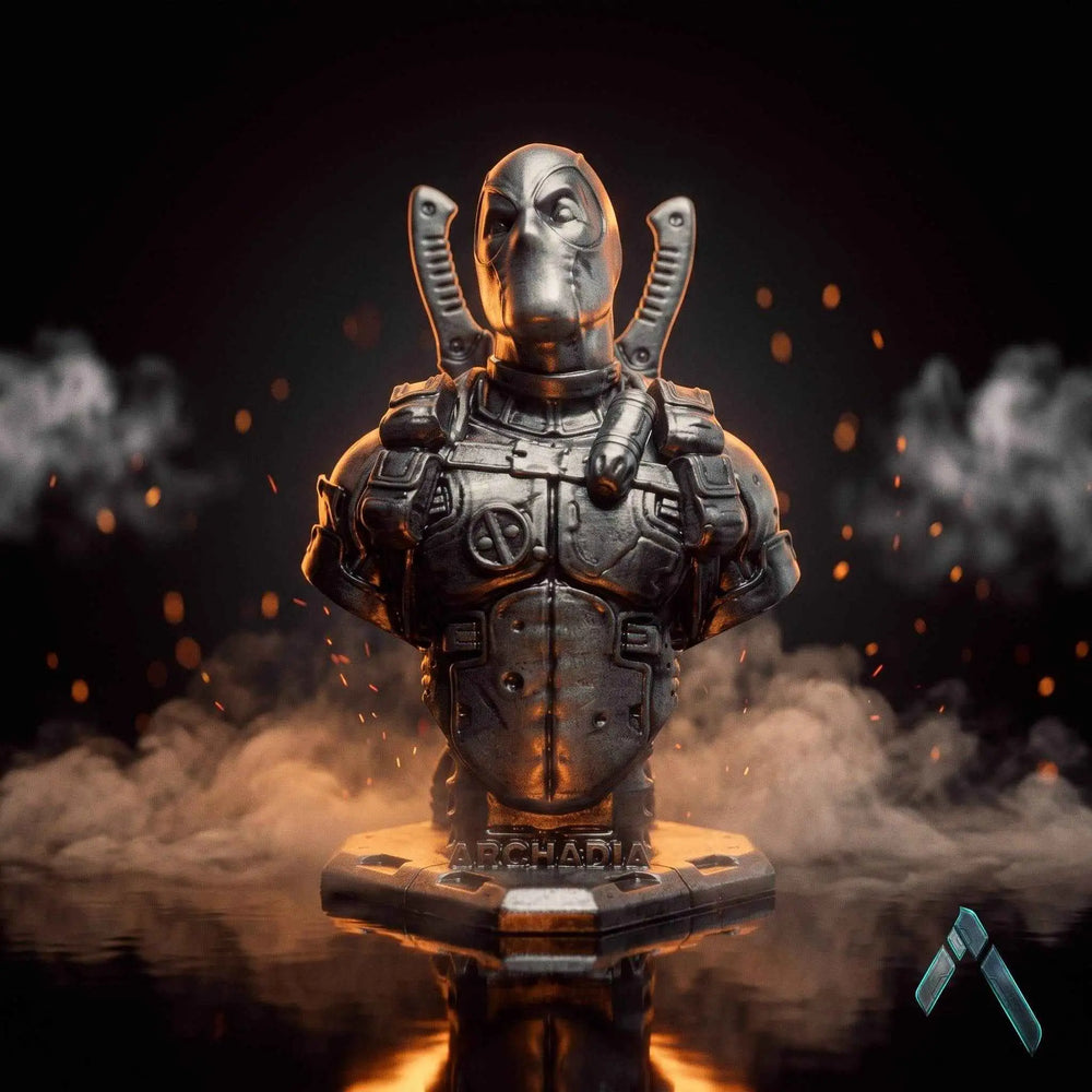 Deadpool Bust Sculpture | Matte Black & Silver Stealth Editions | Marvel Collectible