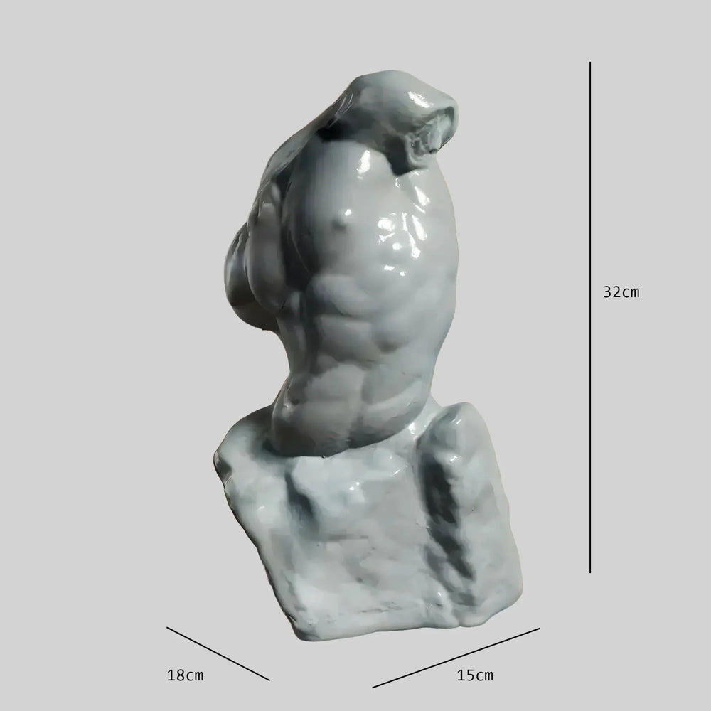 Male Torso Classical Sculpture | Gloss White Fine Art Collectible | Archadia