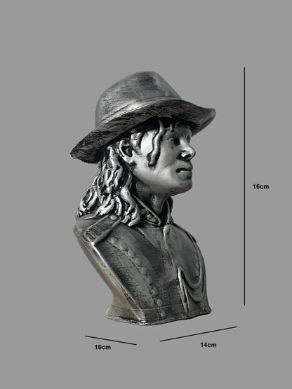 Michael Jackson Bust Sculpture Iconic Fedora Silver Finish | Archadia