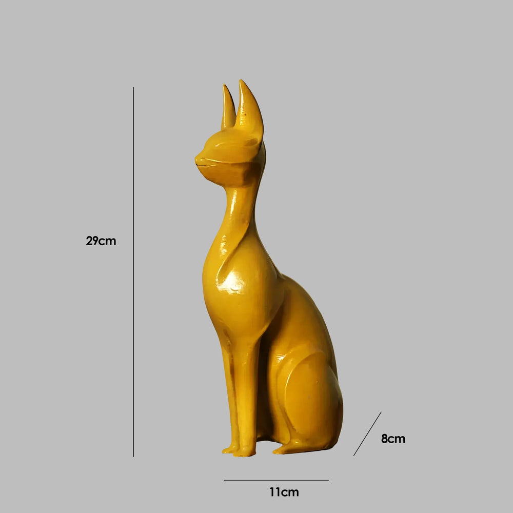 Abstract Cat Sculpture | Mustard Gold Gloss Finish | Modern Statement Collectible India