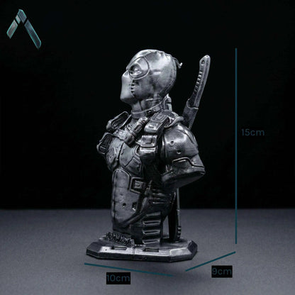 Deadpool Bust Sculpture | Matte Black & Silver Stealth Editions | Marvel Collectible