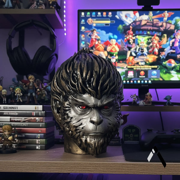 Black Myth Wukong Head Bust | Dark Bronze Finish | Gaming Pop Culture Collectible